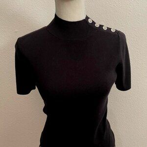 Black Mock Turtleneck Talbot's Short Sleeve Staple Sweater
